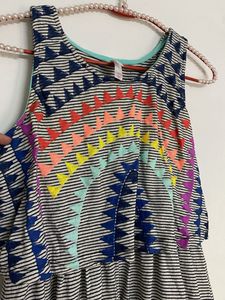 Girls Boho Rainbow Striped Dress