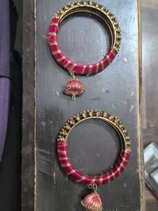 Elegant Silk Thread Bangles with Jhumka