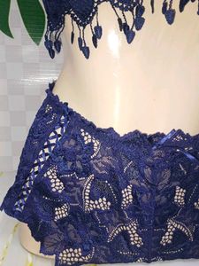 (400)Navy Lace Lingerie Set