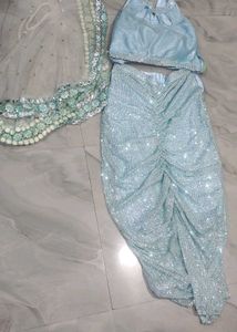 Sparkling Sky Blue Lehenga Choli Set