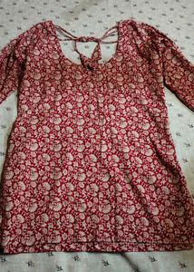 Melange by Lifestyle Red Floral Boho Tunic Top