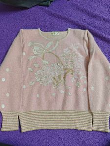 Pink Floral Knit Sweater