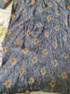Gray Floral Print Kurta