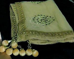Embroidered Golden Party Wear  Dupatta