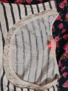 Striped Tank Top with Lace Trim