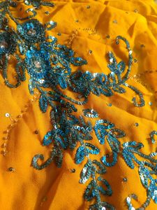 Mumtaz Style Draping Mustard Yellow Saree With Hea