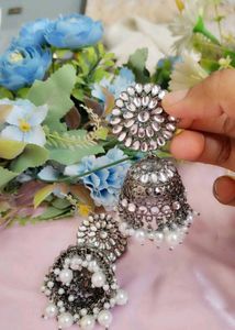 Designer Jhumka Earrings with Pearls