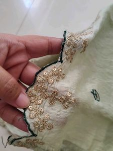 Embroidered Teal Kurta Set Green 💚