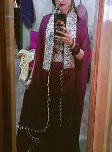Elegant Maroon Three Piece Set