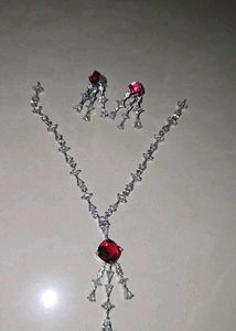Exquisite Diamond &amp; Ruby Necklace Set