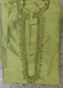 Men's Lime Green Embroidered Kurta