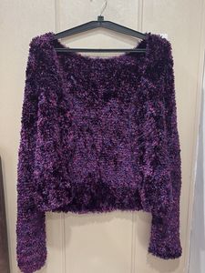 Purple Fuzzy Knit Sweater