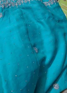 Beautiful Teal Party Wear Saree