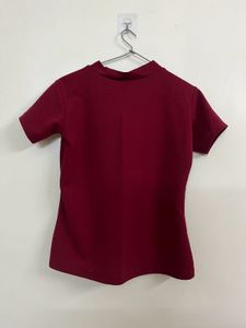 Maroon Mock Neck Top