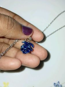Blue Rose Pendant Necklace