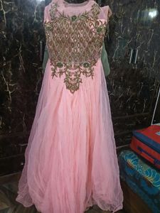 Elegant Pink Embroidered Gown