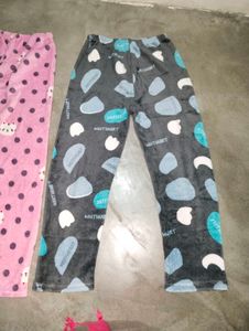 Cute Fleece Pajama Pants Set M size like 30 inch