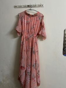 Chic Floral Print Midi Dress slit on both sides wi