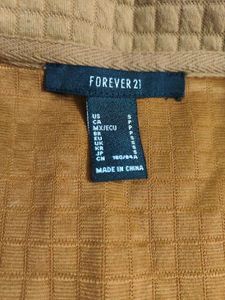 FOREVER 21 Brown Waffle Knit Shirt Style Crop Top