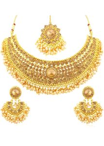 Chandrahaar Gold Alloy Plating Jewellery Set