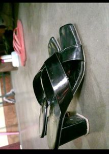 Black Patent Wedge Sandals