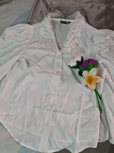 Elegant White Lace Collar Blouse