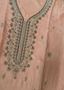 Peach Silk Embellished Kurti