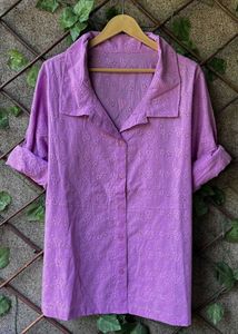 LILAC SCHIFFLI EMBROIDERED SHIRT