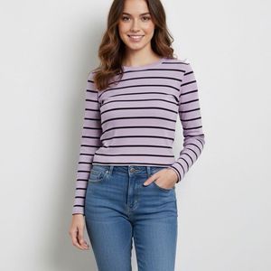Striped Long Sleeve Crop Top