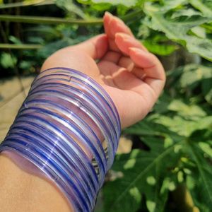 Set of Blue Transparent Glass Bangles