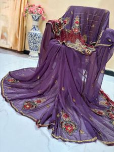 fully handwork heavy Purple Saree