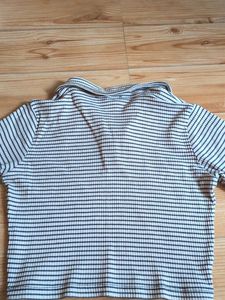Striped Cropped Polo Shirt