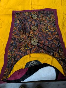 Vibrant Yellow Kurti with Maroon Accents