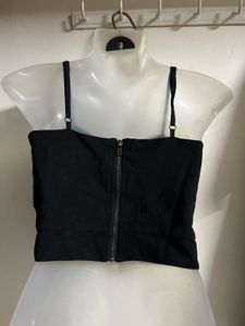 Chic Black Spaghetti Strap Crop Top