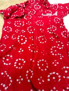 Red Printed Cotton Kurta