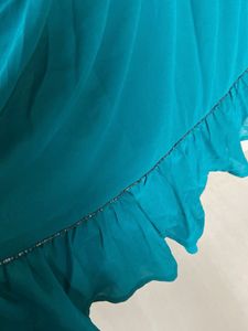 Elegant Teal Embroidered knee length dress