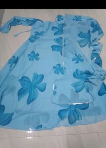 Gorgeous Blue Printed Gown With Dupatta
