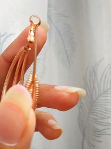 Rose Gold Colour Round Three Layered Earring