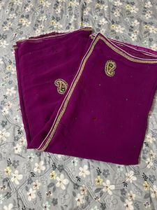 georgette purple saree