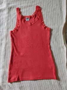 Coral Lace Trim Tank Top