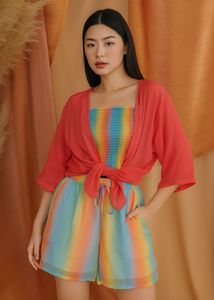 Black Sheer Tie-Front Kimono Top