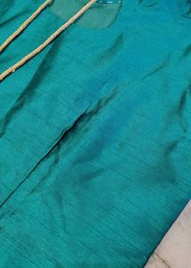 Teal Real Mirror Work Kurta (Diwali Offer 🪔)