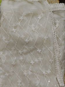 Elegant White Embroidered Dupatta