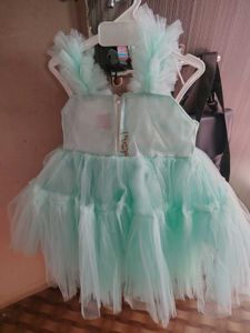 Mint Green Tulle Dress with Flowers