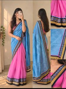 Stunning Blue Ombre Saree with three color