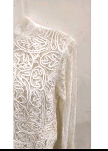 Transparent  Net White Top For Girls