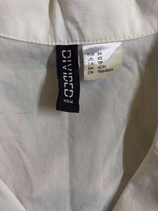 White Cropped Collared Top