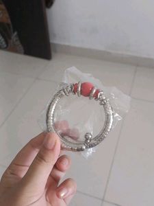 Bohemian Red Bead Silver Bracelet