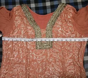 Elegant Rust heavy Sequence work Suit