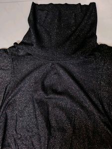 Sparkly Black Turtleneck Top